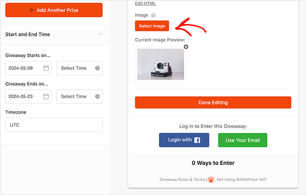 Upload a prize image