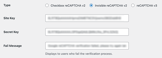 DIfferent types of reCAPTCHA versions in WPForms